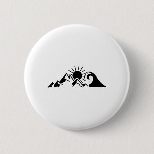 Bergen En Zee Wandelende Surfer Klimmer Wandelaar  Ronde Button 5,7 Cm