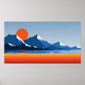 Bergen en zon muur kunst in felle kleuren poster (Voorkant)