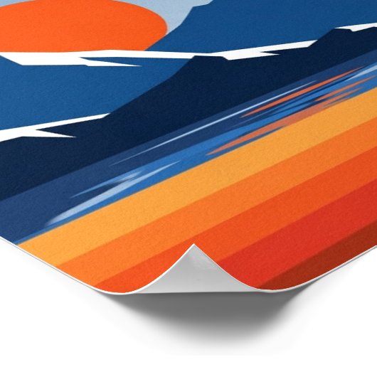 Bergen en zon muur kunst in felle kleuren poster (Hoek)