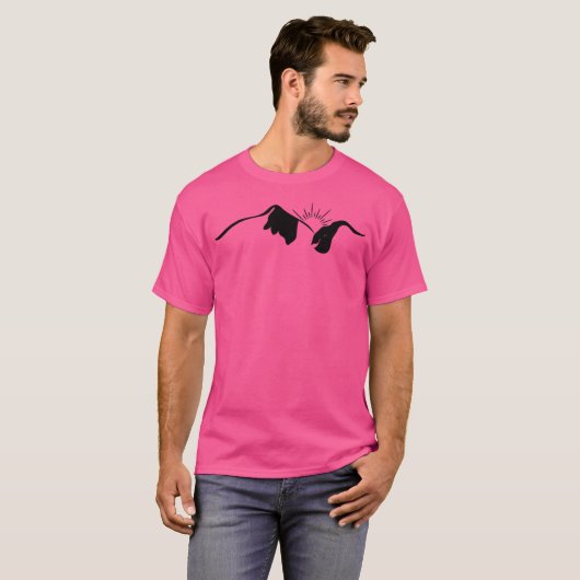 Bergen en zon silhouet actief t-shirt (Voorkant volledig)