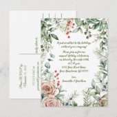 Bergen, Eucalyptus, Pine, Rozen kerstfeest Uitnodiging Briefkaart (Voorkant / Achterkant)