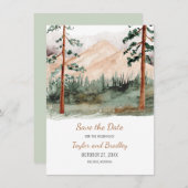 bergen Fog Spruce Pine Trees Rustic Save The Date (Voorkant / Achterkant)
