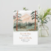 bergen Fog Spruce Pine Trees Rustic Save The Date (Staand voorkant)