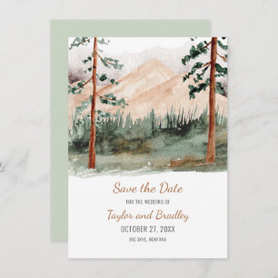 bergen Fog Spruce Pine Trees Rustic Save The Date