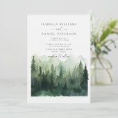 Bergen Forest Scene Rustieke Outdoor Wedding Kaart (Staand voorkant)