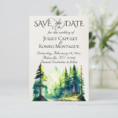 Bergen, foto & monogram - ivoor save the date (Staand voorkant)