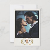 Bergen, foto & monogram - ivoor save the date (Achterkant)