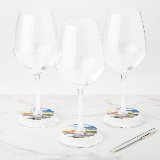 Bergen (fotomontage) 1 wijnglaslabel (Set)