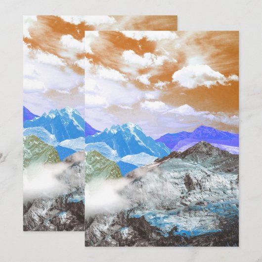 Bergen (fotomontage) 2 bedankkaart (Voorkant / Achterkant)