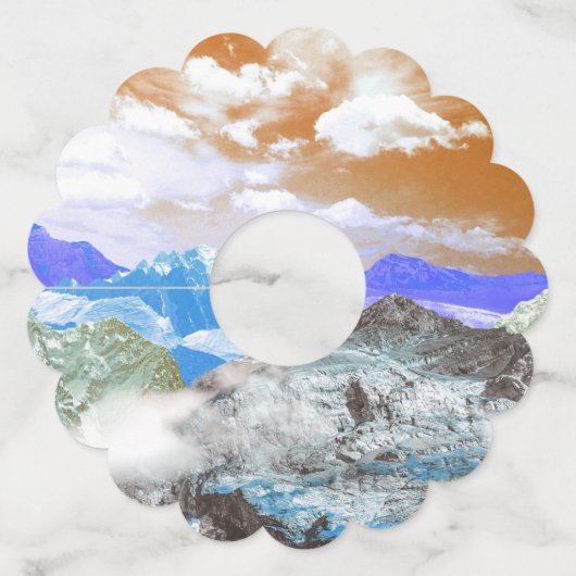 Bergen (fotomontage) 2 wijnglaslabel (Voorkant)