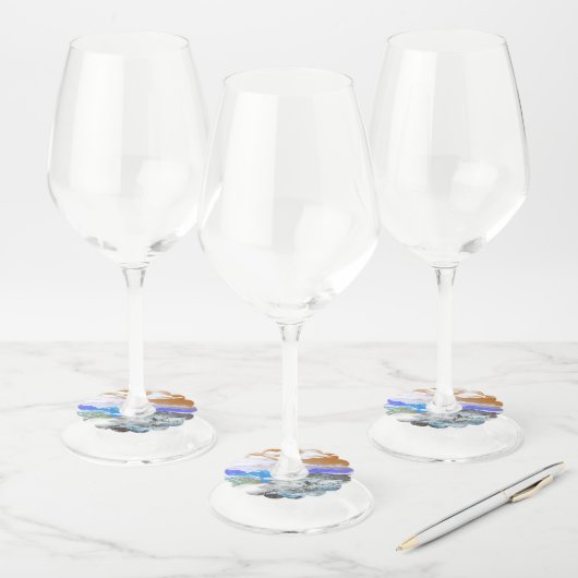 Bergen (fotomontage) 2 wijnglaslabel (Set)