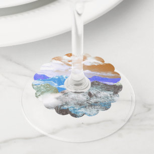 Bergen (fotomontage) 2 wijnglaslabel