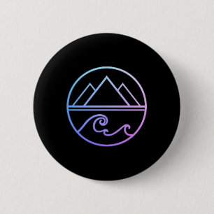 Bergen Golven Natuur Buiten Surfen Wandelen Surfer Ronde Button 5,7 Cm