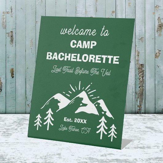 Bergen Groen Wit Kamp Bachelorette Welkom Reclamebord Met Voetstuk