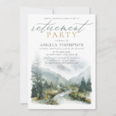 Bergen Groene Waterverf Eenvoudige Pensioenfeest Kaart (Voorkant)