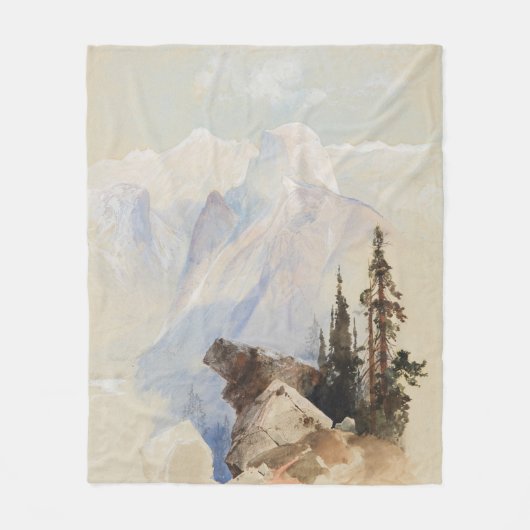 Bergen Halve Dome Yosemite Waterverf Landschap Fleece Deken (Voorkant)