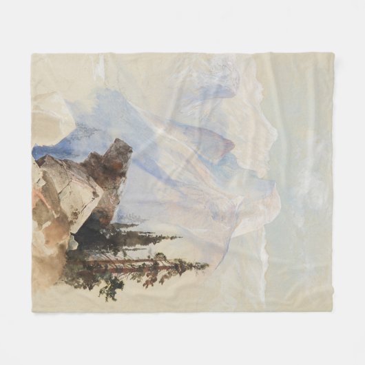 Bergen Halve Dome Yosemite Waterverf Landschap Fleece Deken (Voorkant (Horizontaal))