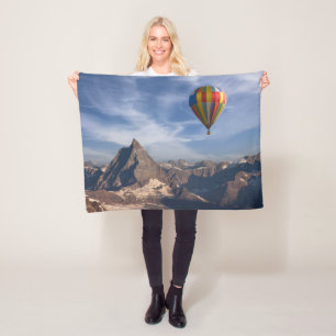 Bergen   Heet Air Ballon Matterhorn Swiss Alps Fleece Deken