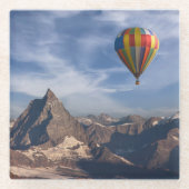 Bergen | Heet Air Ballon Matterhorn Swiss Alps Glazen Onderzetter (Voorkant)