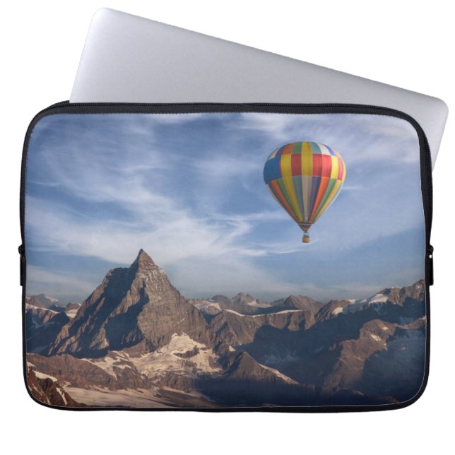 Bergen | Heet Air Ballon Matterhorn Swiss Alps Laptop Sleeve (Voorkant)