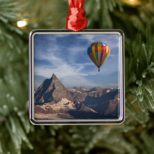 Bergen | Heet Air Ballon Matterhorn Swiss Alps Metalen Ornament (Boom)