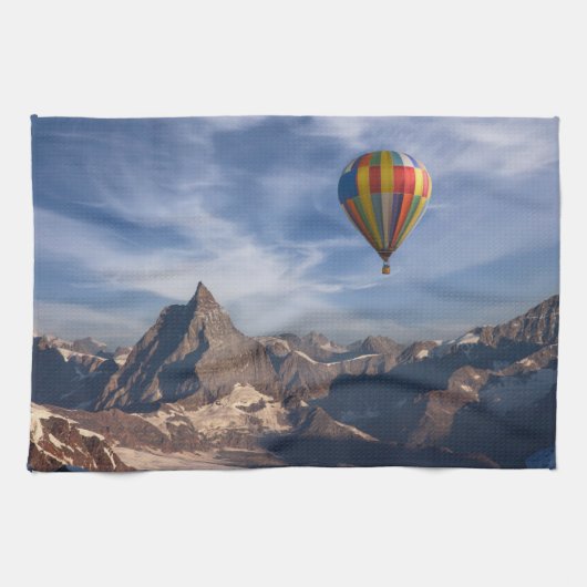 Bergen | Heet Air Ballon Matterhorn Swiss Alps Theedoek (Horizontaal)