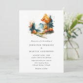 Bergen Herfst Forest Wedding Kaart (Staand voorkant)