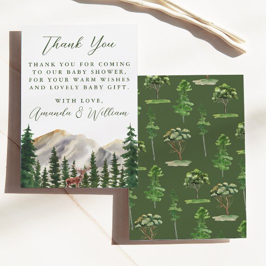 Bergen Herten Baby shower Dank u Bedankkaart