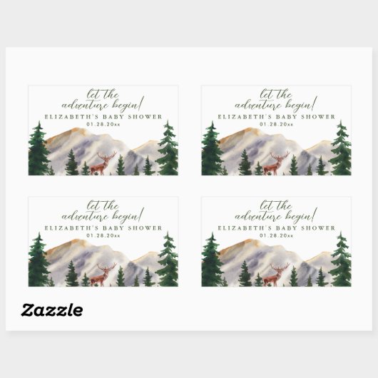 Bergen Herten Baby shower Rechthoekige Sticker (Vel)