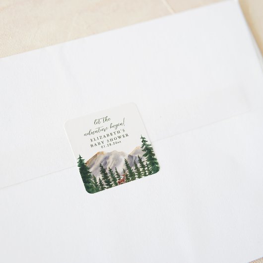 Bergen Herten Baby shower Vierkante Sticker