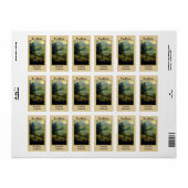 Bergen, herten, bomen, boekplaat etiket (Full Sheet)