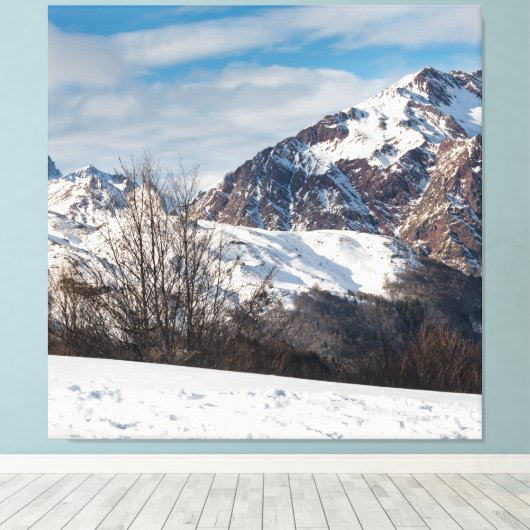 Bergen in de winter in Spanje, Canfranc Canvas Afdruk (Insitu (Houten vloer))