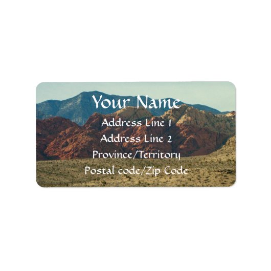 Bergen in de woestijn etiket (Voorkant)