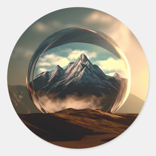 Bergen in een Bubble Wereldbol Ronde Sticker (Voorkant)