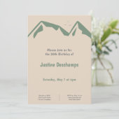 Bergen in Groen - Bruine Verjaardag Uitnodiging (Staand voorkant)