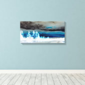 Bergen in het blauw canvas afdruk (Insitu (Houten vloer))