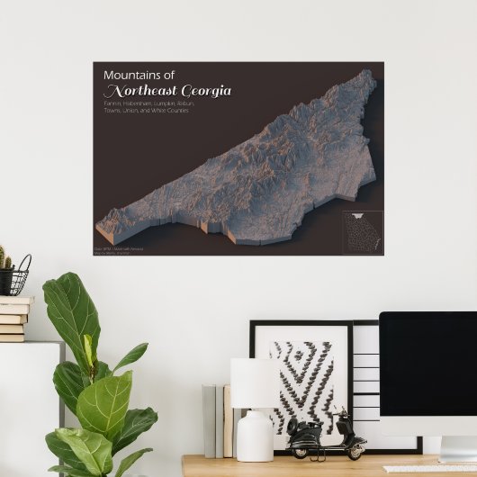 Bergen in het noordoosten van Georgië Poster (Thuiskantoor)