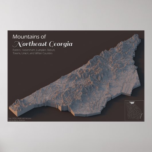 Bergen in het noordoosten van Georgië Poster (Voorkant)