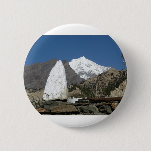 Bergen in Nepal Ronde Button 5,7 Cm (Voorkant)