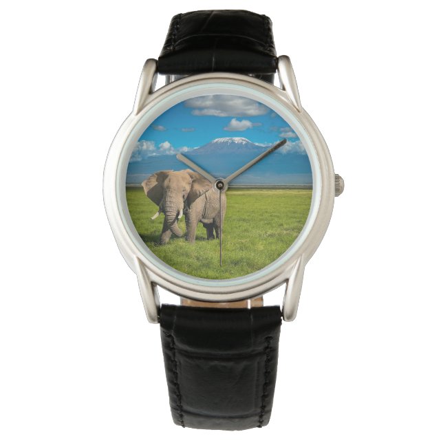 Bergen | Kilimanjaro Tanzania, Afrika Horloge (Voorkant)