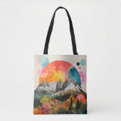 Bergen kleurrijke collage tote bag (Voorkant)