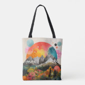 Bergen kleurrijke collage tote bag (Achterkant)