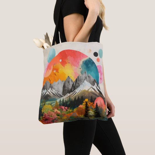 Bergen kleurrijke collage tote bag (Dichtbij)