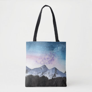Bergen kunst canvas tas, waterverf tote bag