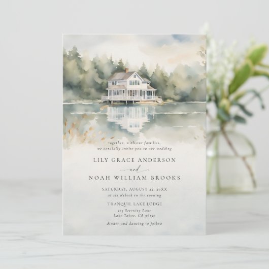 Bergen Lake House Schilderachtig Uitzicht Romantis Kaart (Staand voorkant)