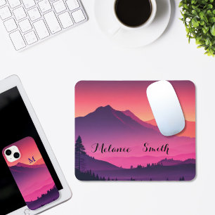 Bergen Landschap met Zonsondergang silhouet Muismat