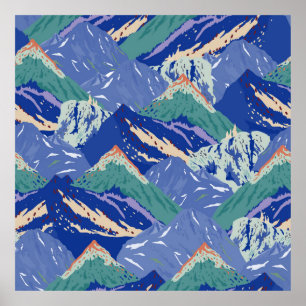  bergen landschap naadloos. Donker Poster