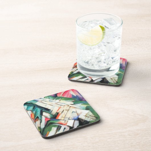 Bergen (landschap) van Franz Marc, kunst Bier Onderzetter (Rechterzijde)