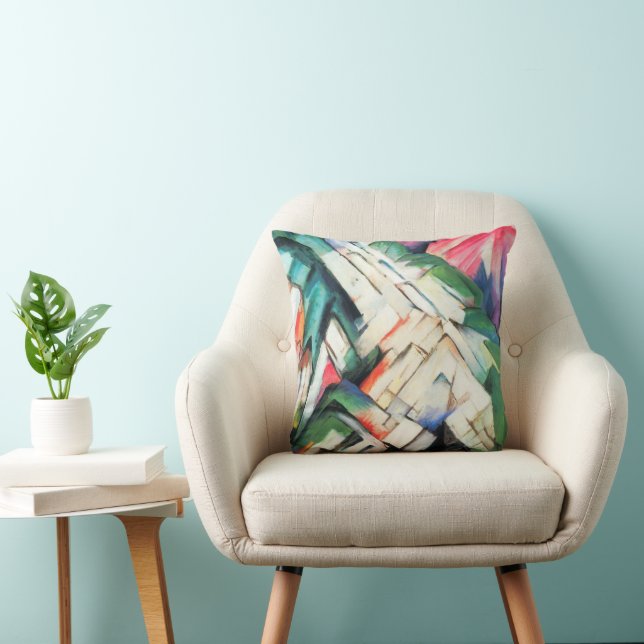 Bergen (landschap) van Franz Marc,  kunst Kussen (Stoel)