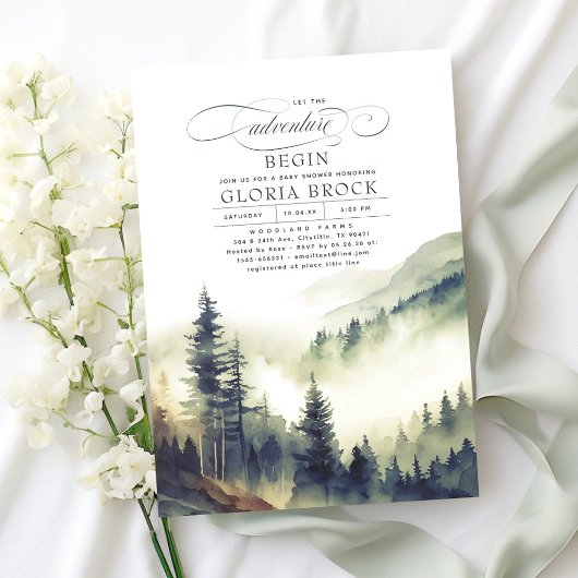 Bergen laten het avontuur beginnen Baby shower Kaart